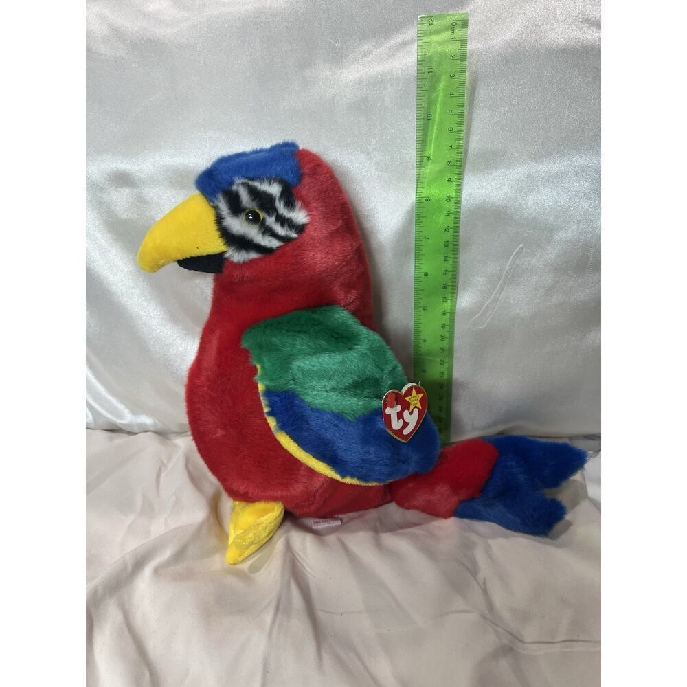 Ty Beanie Buddies Jabber Parrot Stuffed Plush Tylon 10" 1999 Retired Buddy Baby